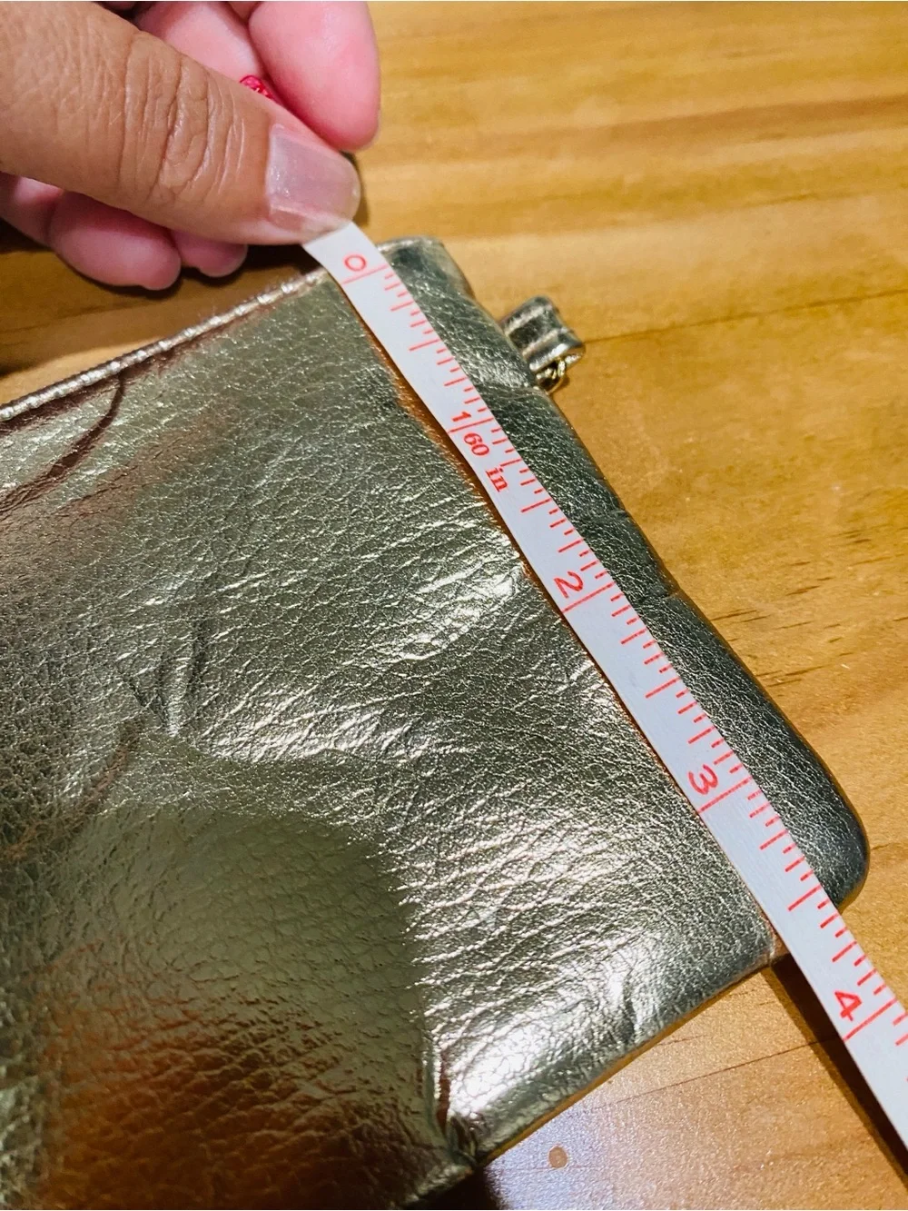 2- Gold Tone Metallic Women's Zip Clutch Bag